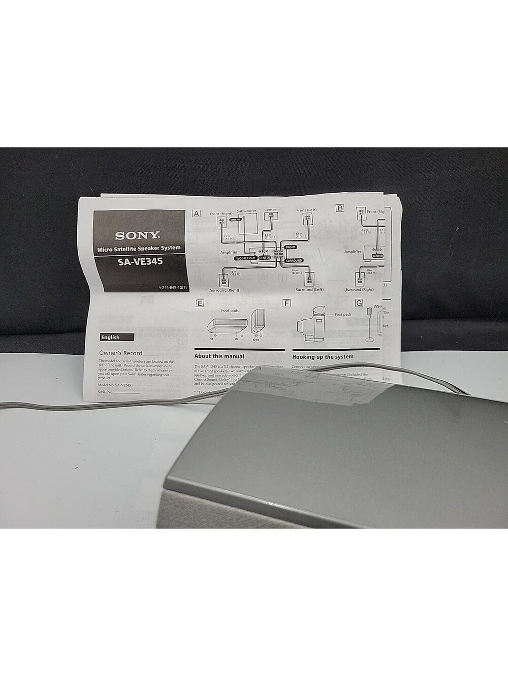 Sony SA-VE345 Speaker System Center & Surround Speakers Home Theater